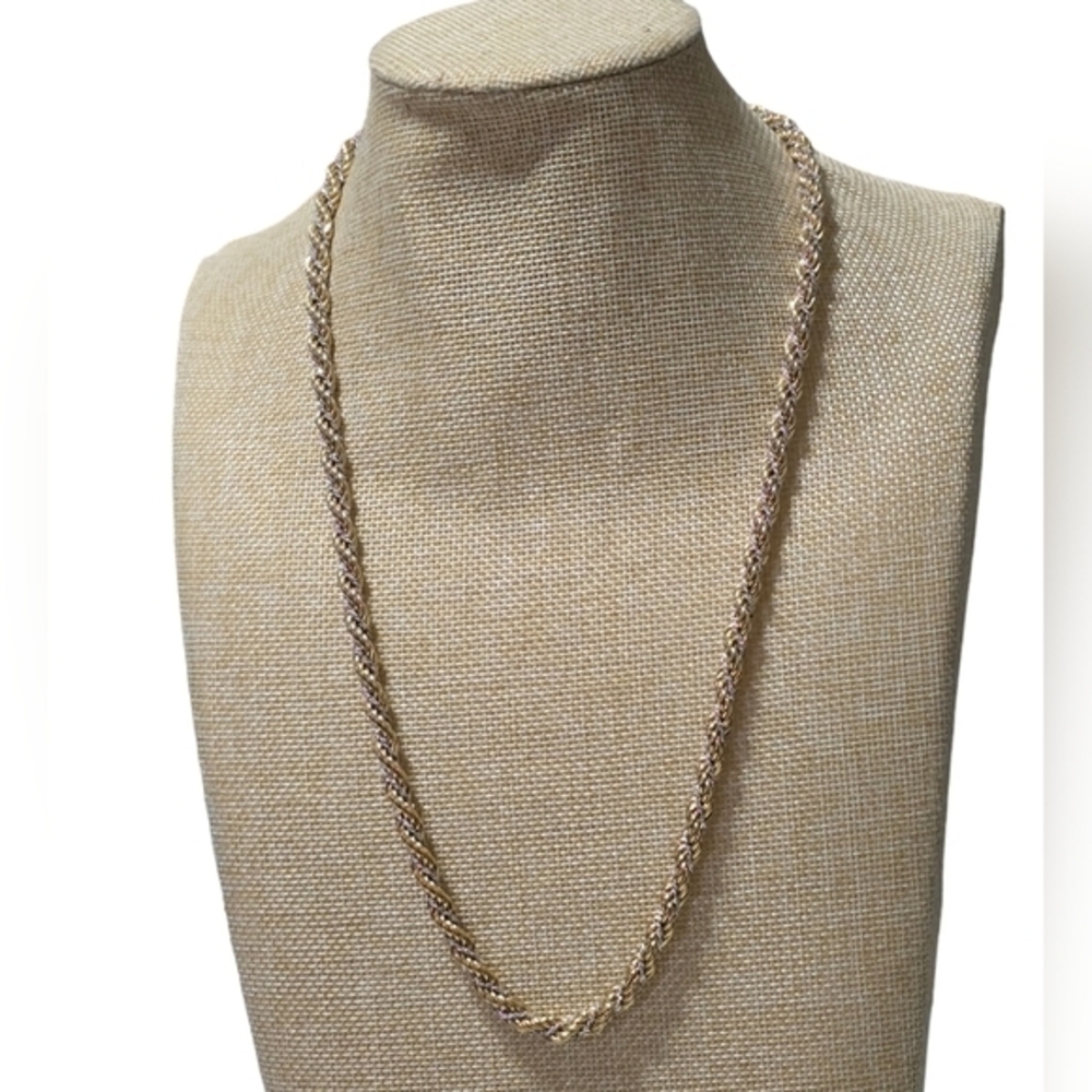 Monet Vintage Gold and‎ Silver Twisted Rope Chain 24" Chunky Necklace